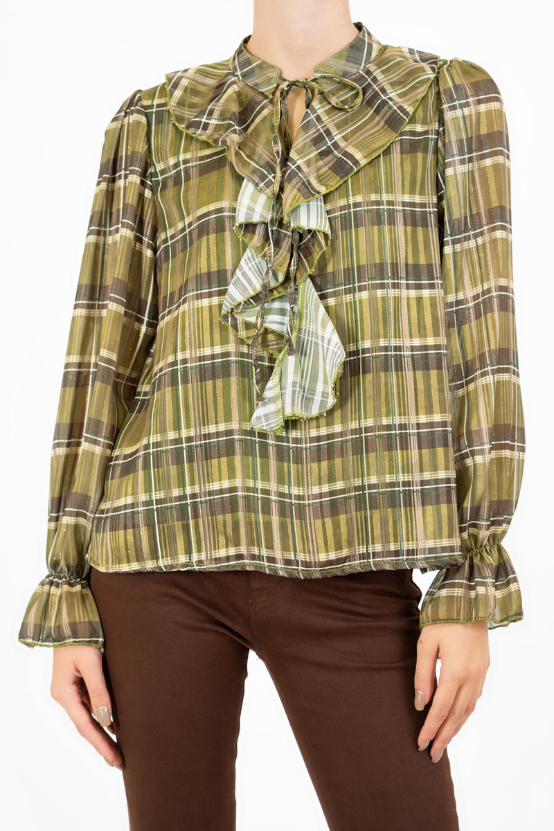 Maglia ShineCheck in georgette con rouche e lurex