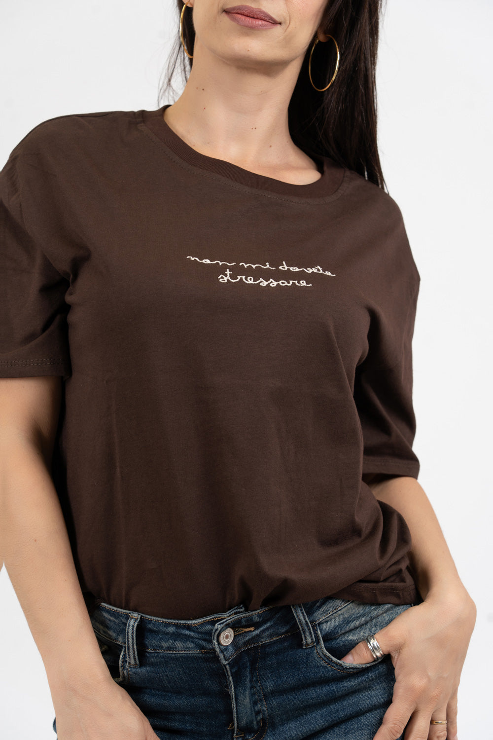 T-shirt scritta “Non mi dovete stressare”