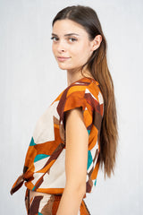 Camicia nodo in viscosa GeoSunset