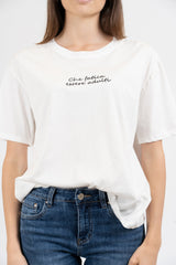 T-shirt scritta cotone “Che fatica...”.