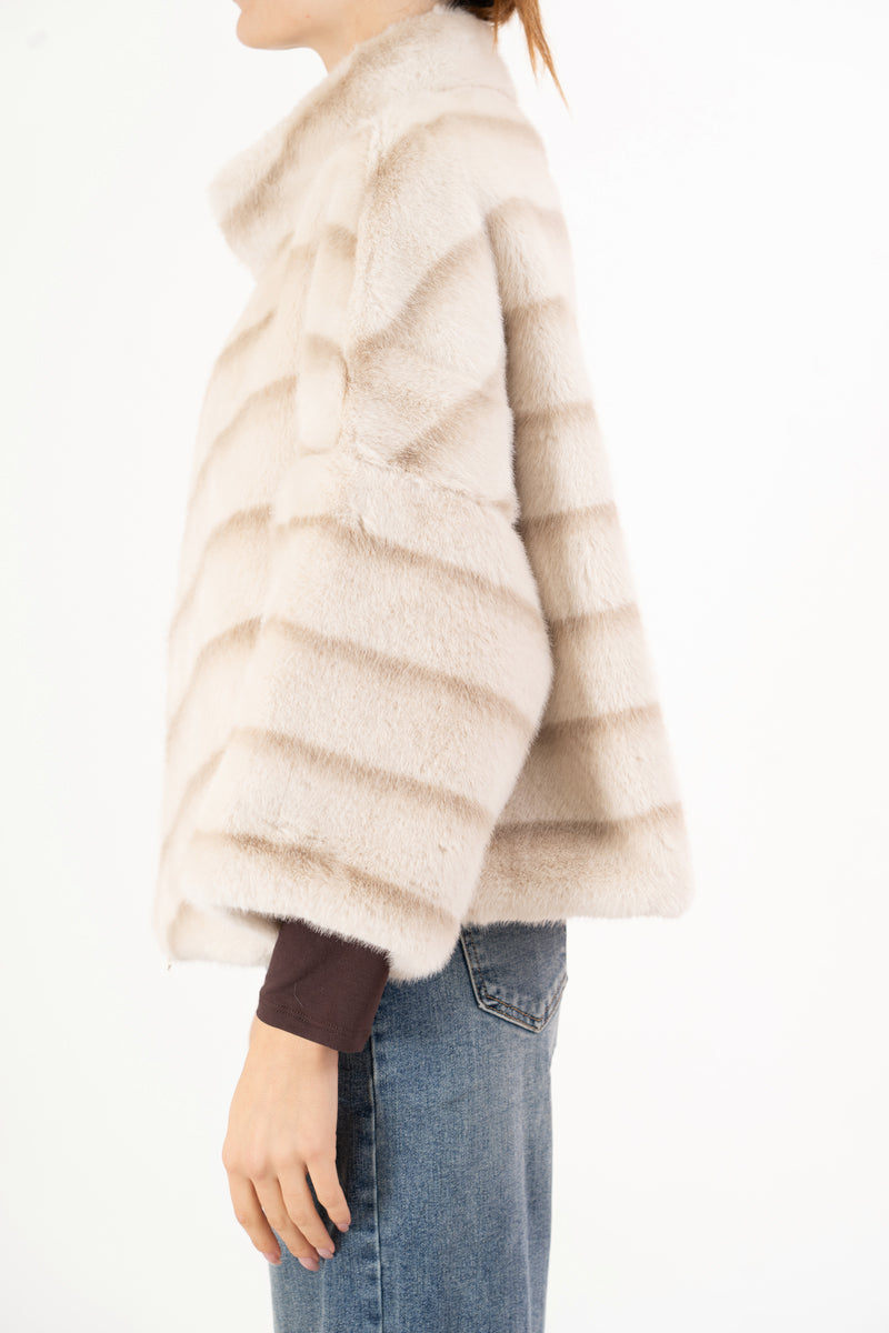 Pellicciotto Soft Stripes con zip dorata