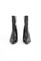 Stivali mid-calf in ecopelle nera con gambale ampio e tacco 6,5cm