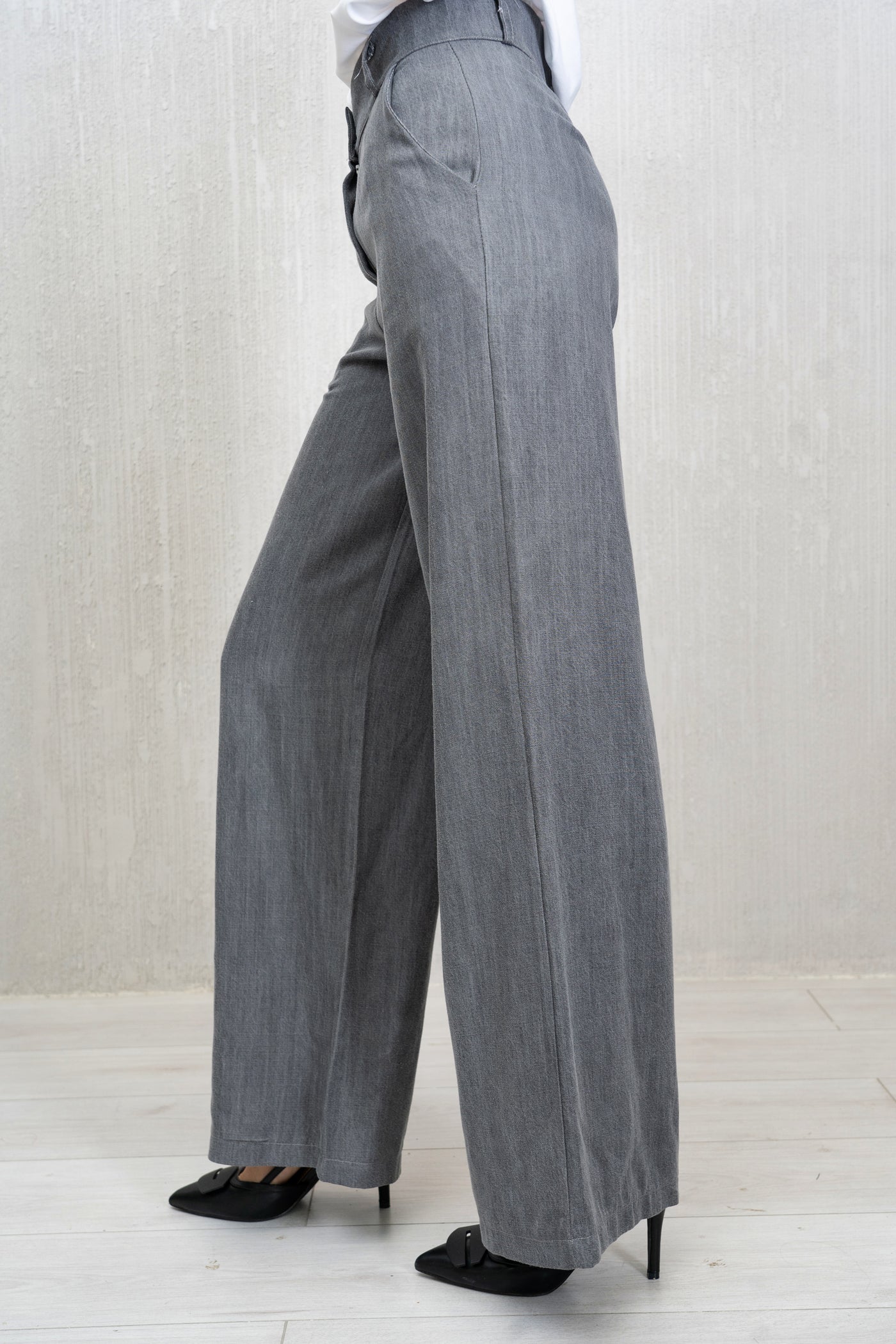 Pantalone palazzo tela Jeans grigio