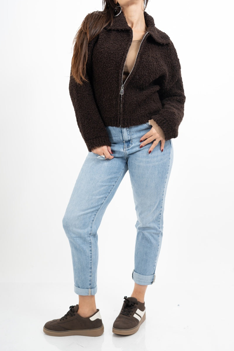 Jeans mom fit a vita alta lavaggio chiaro