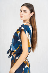 Camicia nodo in viscosa GeoSunset