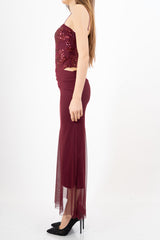 modella indossando Abito Lungo SparkleDream con Body Drappeggiato colore