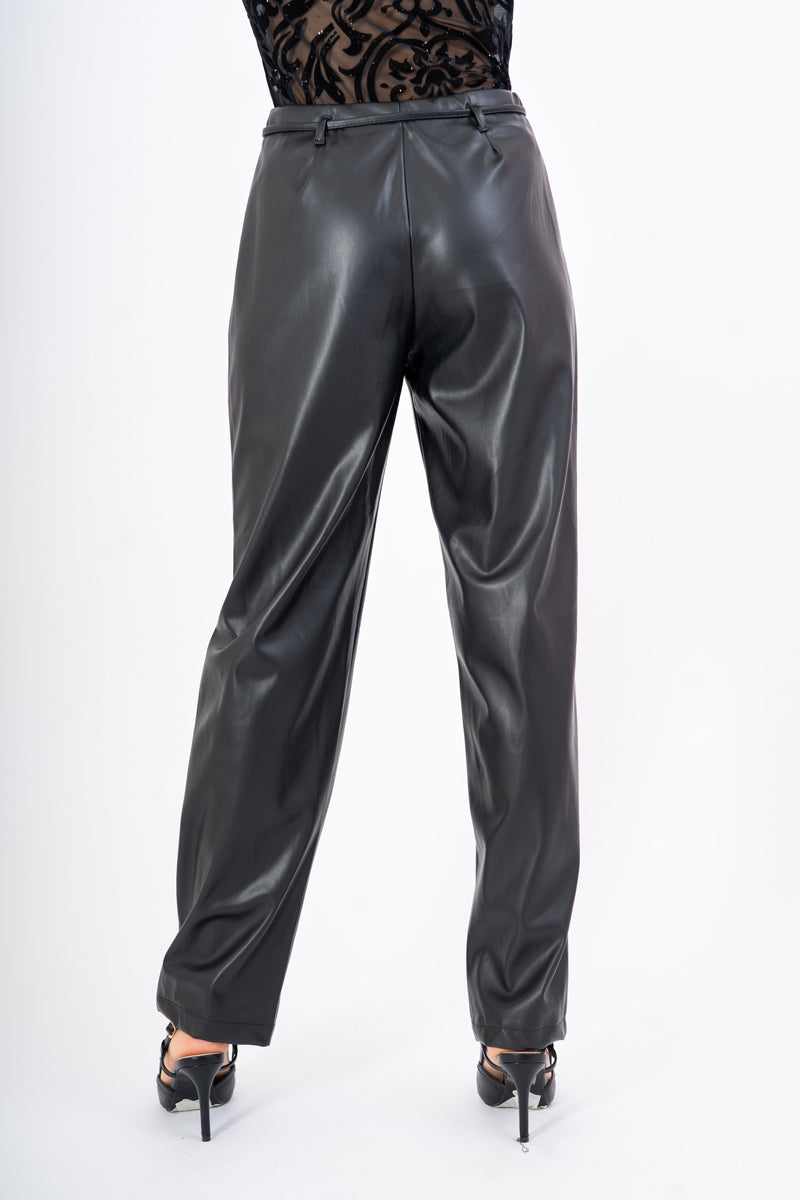 Pantalone High Waist in Finta Pelle