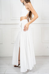 Completo Donna Top Crop e Gonna Pareo Lunga in Misto Viscosa