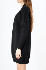 modella indossando Cardigan lungo misto viscosa con bordatura a coste colore