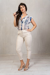 Pantalone slim in cotone elasticizzato Beige