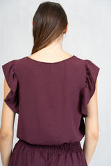 Blusa Plum Soft con Manica Volant