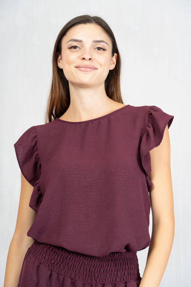 Blusa Plum Soft con Manica Volant