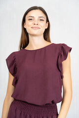 Blusa Plum Soft con Manica Volant