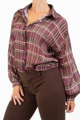 Camicia in georgette velata ShineCheck con lurex