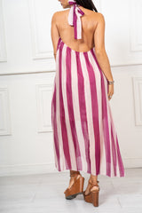 Abito Lungo Righe Sunset con Scollo Americano