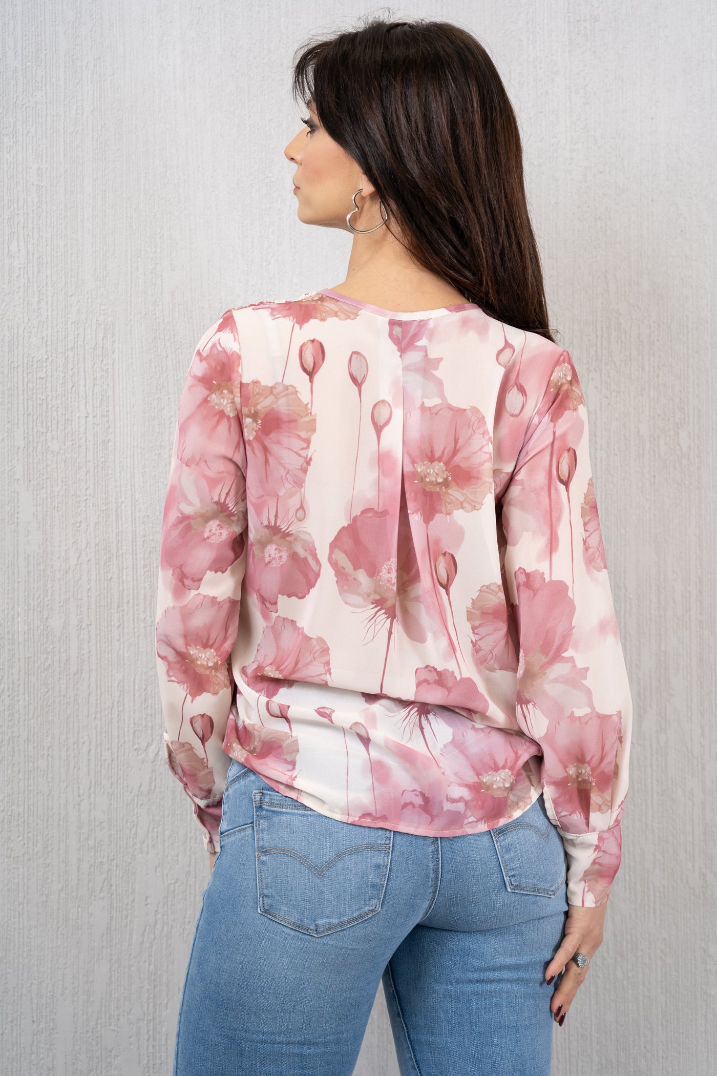 Blusa in georgette a fantasia fiorata con Scollo Incrocio