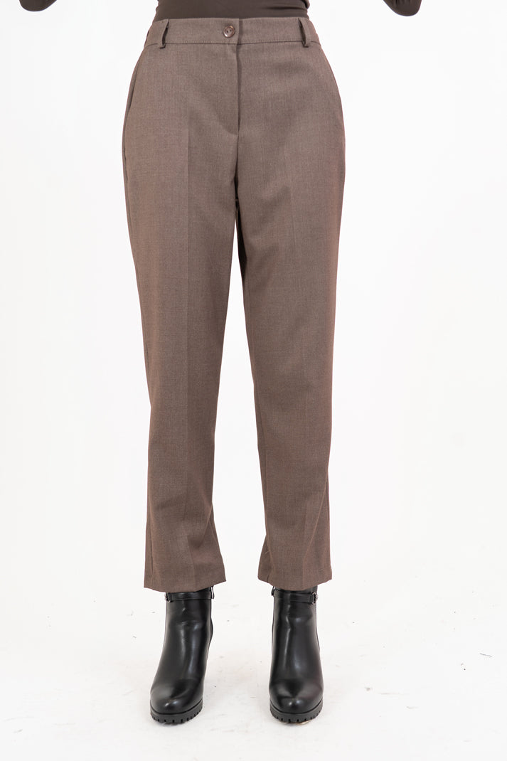 Pantalone CityLine slim fit in poliviscosa fango