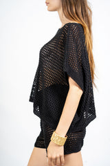 Completo rete crochet con shorts.