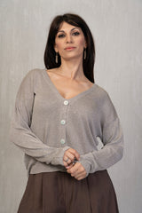 Cardigan leggero con filo lurex