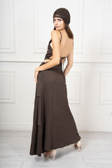 Completo Donna Top Crop e Gonna Pareo Lunga in Misto Viscosa