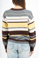 Maglione a righe in misto lana con spalla scesa