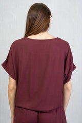 Maglia con nodo in tela di viscosa