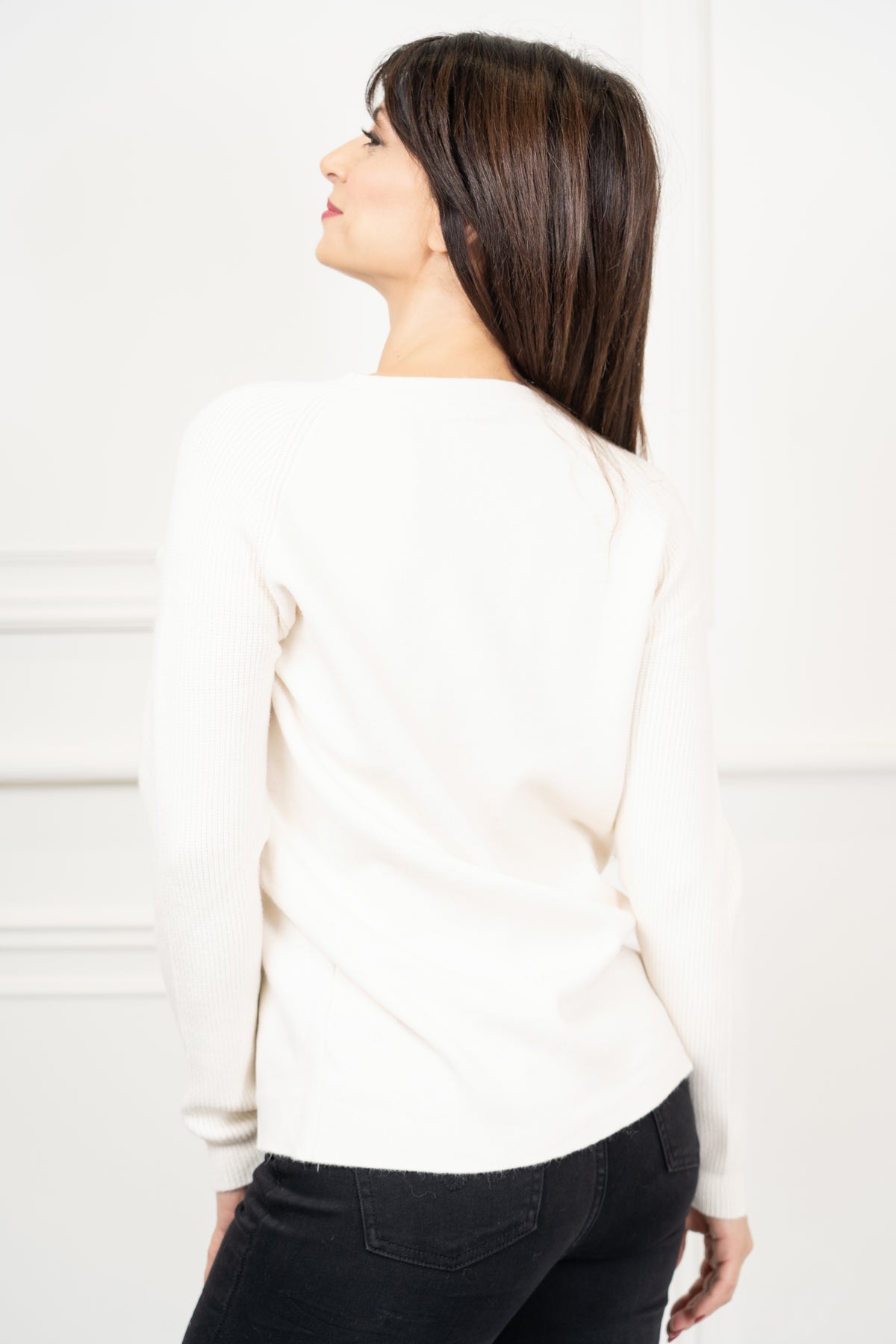 Maglia over girocollo ampia manica raglan