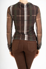 Maglia trasparente fantasia CheckFlair con maniche arricciate