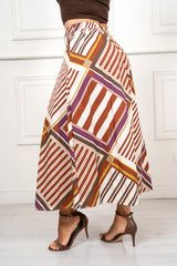 Gonna Lunga in Cotone Fantasia Geometrica