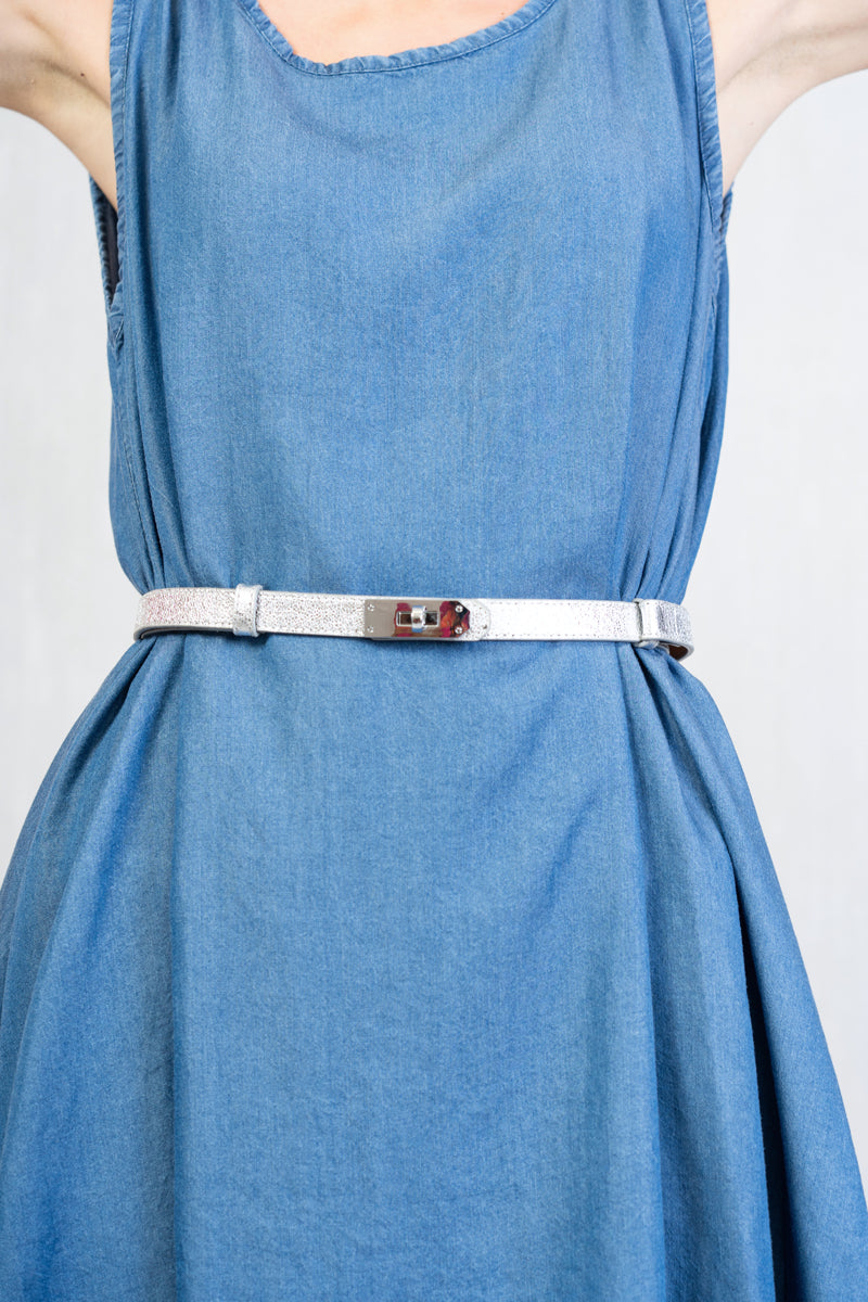 Cinta regolabile ecopelle fina con fibbia stile hermes