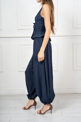 Completo in Tela Fiammata con Top Arricciato e Pantalone Palloncino