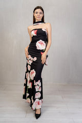 Abito Lungo Floreale in Maglina con Foulard