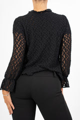 Cardigan goffrato con fiocco e maniche svasate