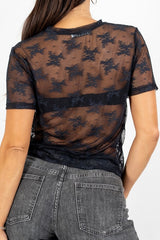Maglia in pizzo Midnight Bloom over