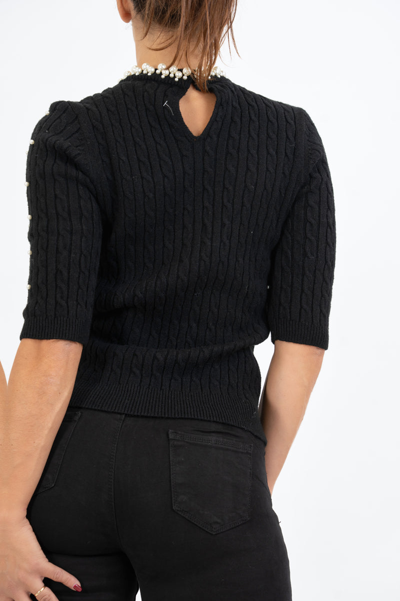 Maglia Chic a Trecce con Perle