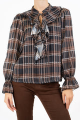 Maglia ShineCheck in georgette con rouche e lurex