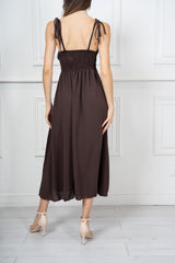 Abito lungo bustier in tela leggera con spalline regolabili Amalfi
