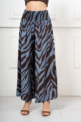 Pantalone Palazzo Fantasia Savana Zebra in 100% Viscosa Made in Italy