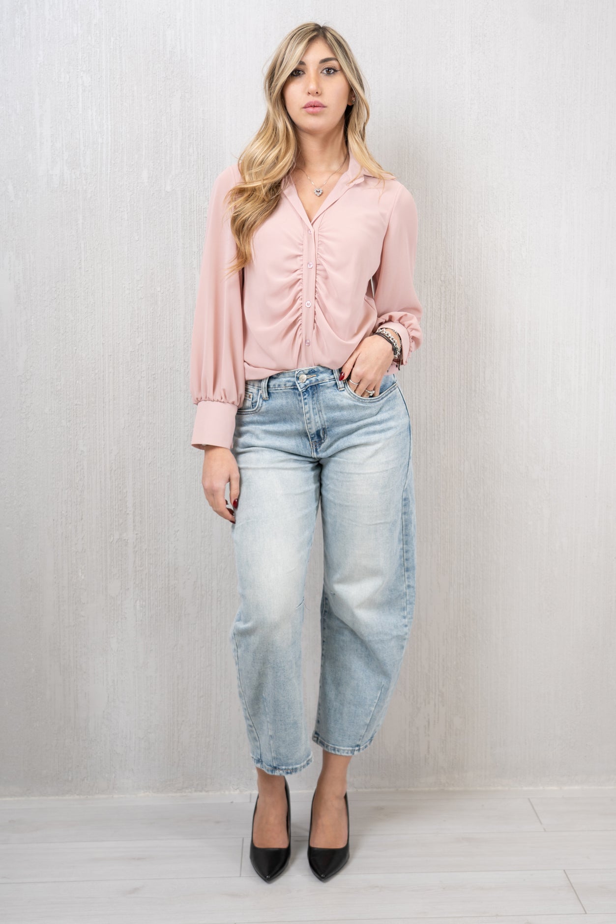Pantalone Balloon in Jeans Elasticizzato