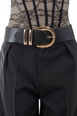 Cintura elastica larga con doppia fibbia decorativa in metallo