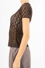T-shirt goffrata semi-trasparente elasticizzata