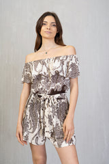 Top con balza in viscosa Boho Paisley