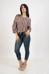 Camicia ampia rigata in lyocell velato.