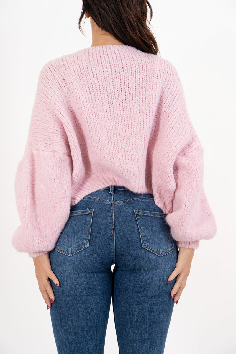 Twin set in maglia spessa con top e cardigan ampio