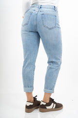 Jeans mom fit a vita alta lavaggio chiaro