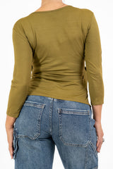 Maglia drappeggiata in viscosa con nodo laterale