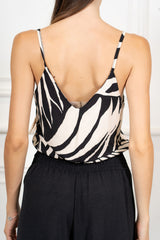 Top Spalline Fantasia Foglie Tropicali in Viscosa