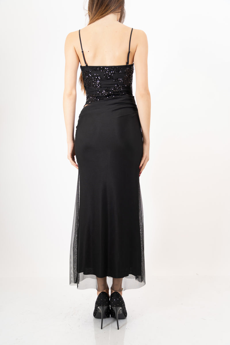 modella indossando Abito Lungo SparkleDream con Body Drappeggiato colore