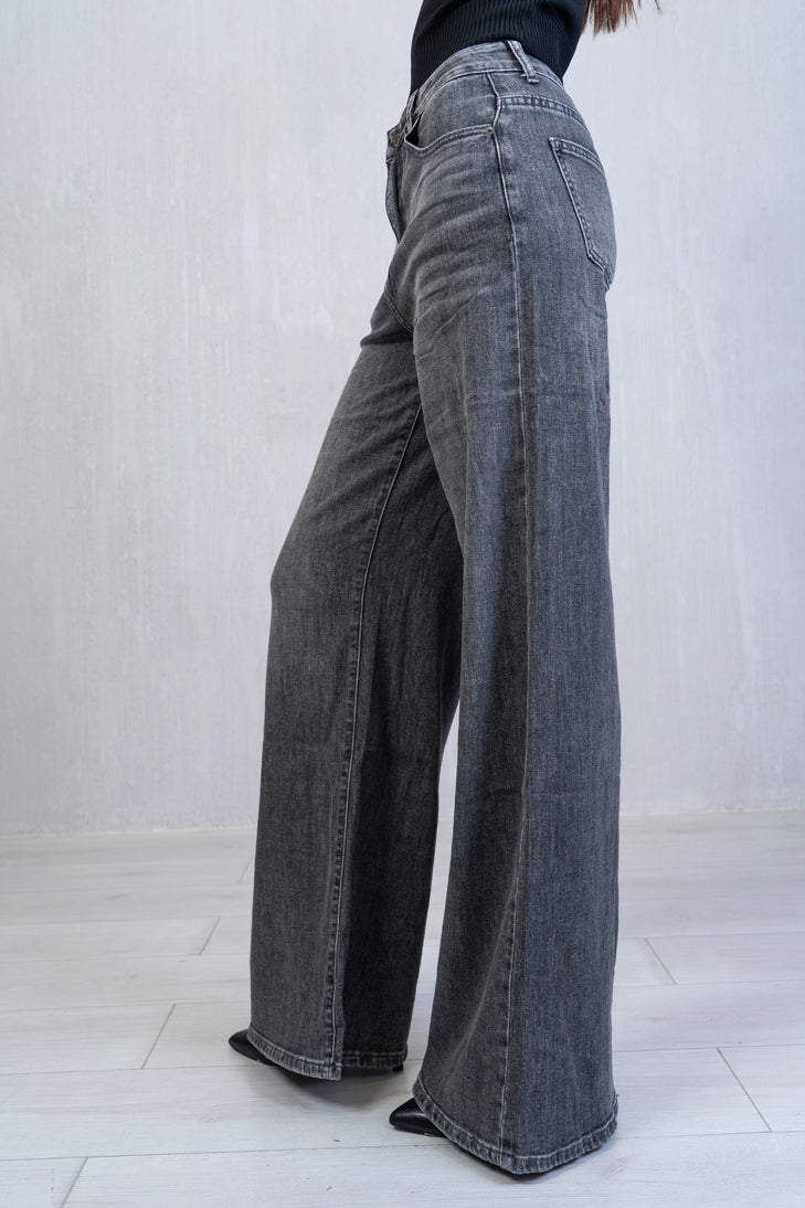 Jeans flare soft-touch grey wash