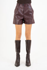 Shorts SoftLeather Bordeaux a vita alta